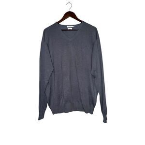 Men's Peter Millar Gray V-Neck Silk Cotton Cashmere Blend Sweater
